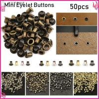 XUESHE 50pcs ร้อน อุปกรณ์เย็บผ้า Mini Ultra-small หัวเข็มขัดตุ๊กตา DIY หัวเข็มขัด ปุ่มตาไก่โลหะ อุปกรณ์เสริมกระเป๋าตุ๊กตา