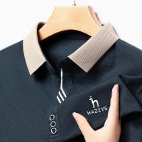 HAZZYS Long Sleeved Wear Golf T-shirt Mens Spring and Autumn Clothing New Casual Top Solid Simple Polo Shirt Men