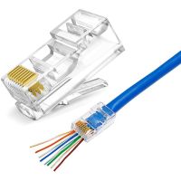 RJ45 Connectors Cat6 RJ45 Pass Through Connector  Cat6/Cat5e Connectors  Ethernet Cable Crimp Connectors Network Plug Set Cables