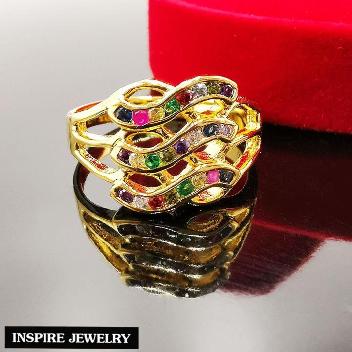 inspire-jewelry-แหวน-3-อินฟีนิตี้-infinity-นพเก้า-พรเก้าประการ-นำโชค-เสริมดวง-พร้อมความยิ่งใหญ่มหาศาล-ร่ำรวย-ไม่มีที่สิ้นสุด-งานจิวเวลลี่-ตัวเรือนหุ้มทอง-100-24k-ประดับพลอยแท้-งานคุณภาพ-พร้อมกล่องกำมะ