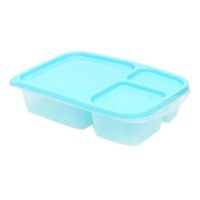 ชุดกล่องอาหารเหลี่ยม 3 ช่อง สีฟ้า 2 / ..สินค้าเกรดพรีเมี่ยม คุณภาพดี..