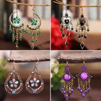 Ladies Creative Diamond Drop Earrings Long Tassel Flower Multi-Layer Earrings Personality Hollow Love Colorful Jewelry Earrings