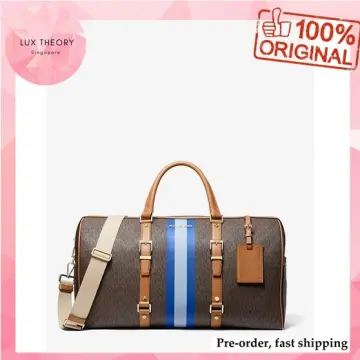 Bedford travel medium discount logo stripe satchel