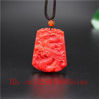 Natural Red Coral Jade Stone Dragon Pendant Necklace Chinese Jadeite Jewelry Charm Carved Amulet Fashion Gifts for Women Men