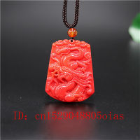 Natural Red Coral Jade Stone Dragon Pendant Necklace Chinese Jadeite Jewelry Charm Carved Amulet Fashion Gifts for Women Men