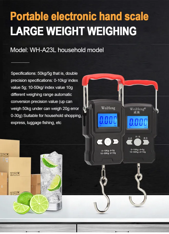 WH-A23L Express 50Kg Portable Electronic Hand Scale Shipped Without Battery