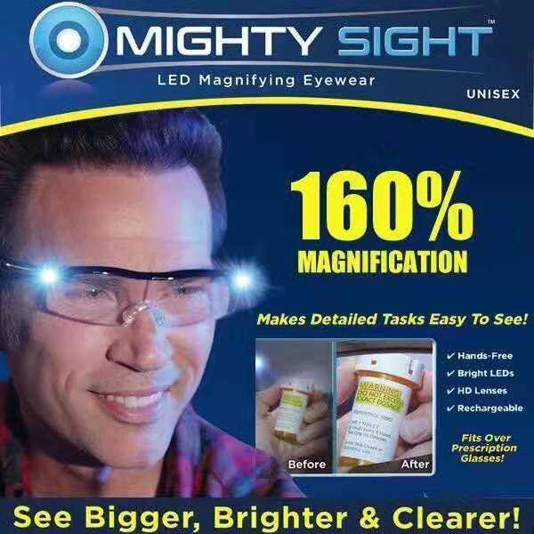 Mighty sight glasses reading glasses for men magnify vision with LED