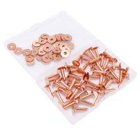 50 Sets Copper Rivets and Burrs, Copper Rivets for Leather for Belts Wallets Collars Leather DIY Craft Supplies