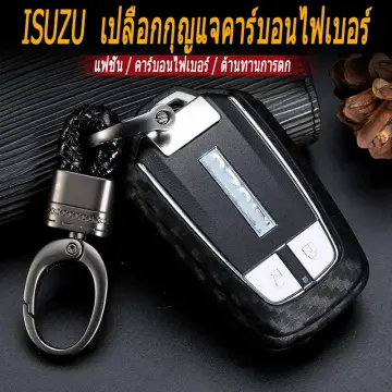  SANRILY Golden-Edge 4 Button Key Fob Cover for Isuzu New MU-X X  Series D-Max X-Terrain Pickup 2020-2022 Keyless Full Protection Key Case  with Bling Keychain Black : Automotive