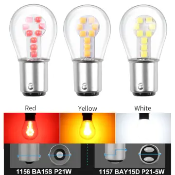 2pcs Car Led P21W 1156 BA15S 1157 BAY15D P21/5W Turn Signal Lights Bulbs  R5W R10W Auto Reverse Lamp 12V 6000K White Red Yellow