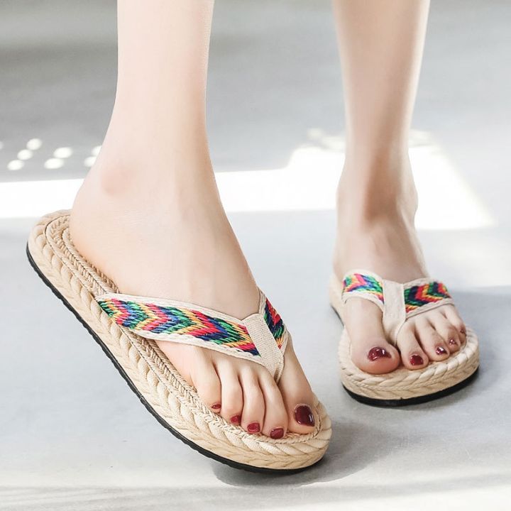 2023-imitation-travel-hemp-base-outside-straw-women-sandals-han-flip-flops-low-beach-flat-with-female-slippers