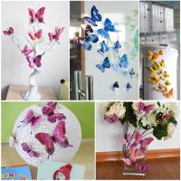 12-Piece Set Assorted Color Innovative Magnet Fridge Stickers Butterfly Wall Home Decor 3D Butterfly