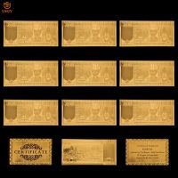 10Pcs/Lot Nice Products Oman Gold Banknote 10 Rial Money In 24k Gold Replica Banknote Collections