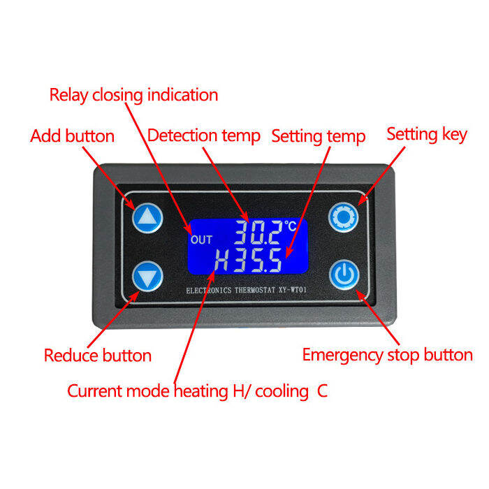 ดิจิตอลความแม่นยำสูงเทอร์โมสตัตดิจิตอล-xy-wt01ตัวควบคุมอุณหภูมิจอแสดงผลทำความร้อนเครื่องทำความเย็น