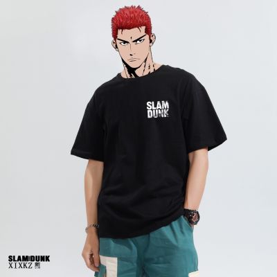 ข้อเสนอพิเศษ cotton100% ผ้าฝ้ายแท้ พิมพ์ลายการ์ตูน Slam Dunk Sakuragi Flower Road สําหรับผู้ชาย และผู้หญิง S-5XLS-5XL