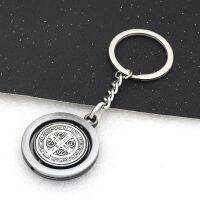 【CW】 Catholic Demon Protection CSPB Keyring Antique Rotating St. Benedict Roman Pendant Keychain Car Accessories