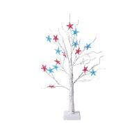 1ชุด4Th กรกฎาคมตกแต่งรักชาติ Decor Tree Memorial Day ตกแต่ง24สีแดงสีขาวสีฟ้า LED Star Lights