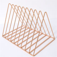 Modern Storage Racks Triangular Desktop Metal Iron Art 9 Slots Wire Bookshelf Magazine Holder For Home Office File Organize