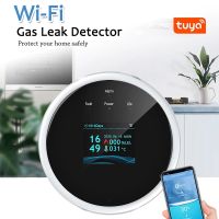 ? Tuya Smart Wifi เครื่องตรวจจับการรั่วไหลของก๊าซที่ติดไฟได้พร้อมเซ็นเซอร์อุณหภูมิจอแสดงผล LCD แหล่งจ่ายไฟ USB [mo]