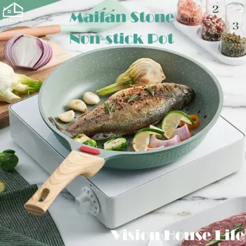 Korean Frying Pan Non-stick 28cm Maifan Stone Smokeless Aluminum Wok Fried  Egg Steak Marble Coating