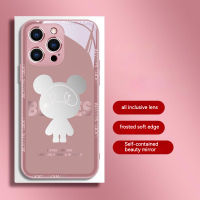 เคสสำหรับ Apple iPhone โทรศัพท์ซิลิคอนนุ่มหมีกระจกที่สวยงามขนาด15 14 13 12 11 X XR XS Pro Max Plus เคสฝาหลังทันสมัยมีสไตล์จาก GGQcase