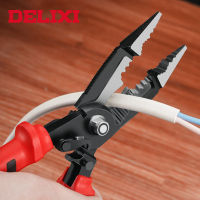 Delixi Multi-Function Multi-Purpose Wire Stripper ช่างไฟฟ้าคีมตัดสายไฟคีมหนัง Electronic Crimping Tool