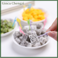 Ginca 18ชิ้นขนาดเล็กสำหรับเด็กการ์ตูนส้อมผลไม้โน้ตเมฆแคคตัสเค้กขนมขนมอาหารผลไม้ไม้จิ้มฟันอาหารกลางวันของตกแต่งงานปาร์ตี้