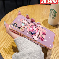 เคส JIUMOO สำหรับ Vivo Y50เคส Y30i Y30การ์ตูนน่ารักสีชมพูสติทช์ซิลิโคนขอบสี่เหลี่ยมเคสมือถือกันกระแทกเคสนิ่มฝาปิดเลนส์เต็มเคสกันกระแทกกล้อง