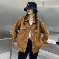 Women Clothes Streetwear Harajuku Vintage Brown Short Denim Jacket Spring Autumn Cropped Coat 90S Girls Jean Tops Outwear Femme