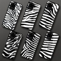 Zebra Print Clip Line Art Phone Case For Samung A32 A51 A52 NOTE 10 20 S10 S20 S21 S22 Pro Ultra Black PC Glass Phone Cover