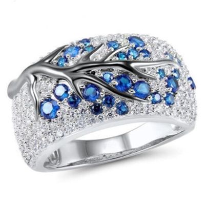 [MM75] ใหม่ล่าสุดเงาต้นไม้สาขาแหวนสีแดง/สีฟ้า/สีเขียว/สีม่วงคริสตัลใบแหวนสำหรับผู้หญิงที่ไม่ซ้ำกันพังก์สาขาแหวนแต่งงานเครื่องประดับ