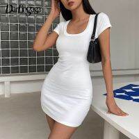 【Ladies shop】 Darlingaga แขนสั้นผู้หญิง Bodycon WhiteBasic Intelsolid Sundress 2022