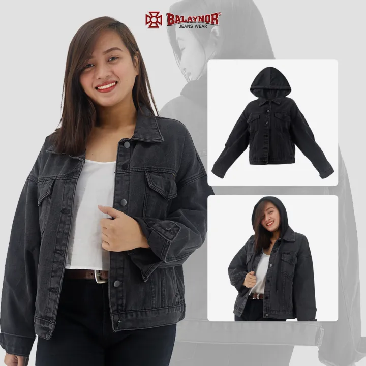 Balaynor Loose Black Denim Hooded Jacket (BUY ONE GET ONE FREE) Lazada PH