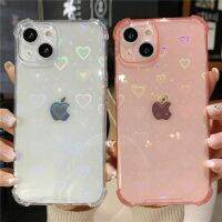 Floveyoo เคสสะท้อนภาพหัวใจแบบโฮโลแกรมสะท้อนแสงหรูหราสำหรับ iPhone 13 12 11 Pro Max Mini XS X XR 7 8 Plus SE 2020ที่คลุมบัฟเฟอร์ใสนิ่ม