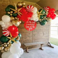 142Pcs Christmas Balloon Arch Explosion Star Candy Foil Balloons Garland Kit Red Green White Balloons For Christmas Decoration