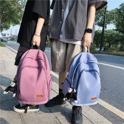 กระเป๋านักเรียนสไตล์ญี่ปุ่น,กระเป๋าเป้สะพายหลังจุของได้เยอะสีพื้นและสดใสกระเป๋านักเรียนขนาดเล็กสำหรับผู้ชายและผู้หญิง