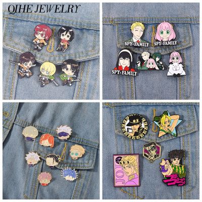 Demon Slayer Enamel Anime Pins Accessories Jujutsu Kaisen JOJO 5pcs/Sets Suits Brooches Attack on Titan Backpack Gift Wholesale
