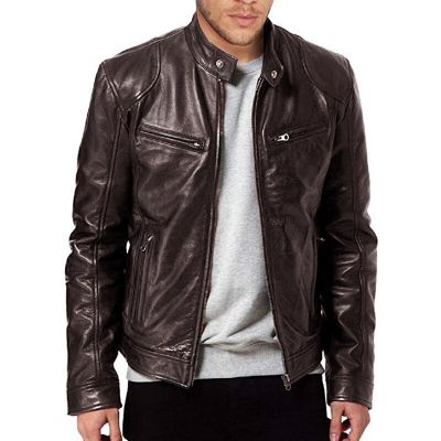 ZZOOI 2023 Pu Leather Jacket Men Fashion Faux Leather Jacket Motorcycle Mens Jackets Outwear Male Pu Leather Coats