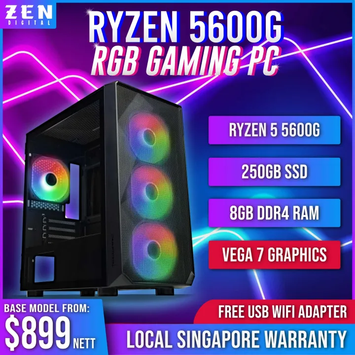 RYZEN 5 5600G PC- POWERFUL CUSTOMIZED GAMING DESKTOP WITH RGB!