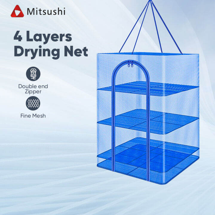 Mitsushi Foldable 4 Layers Drying Net Fish Net with Zippers 50/45/40