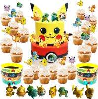 40ชิ้น Pikachu การ์ตูนเค้ก T Opper,ตุ๊กตาตกแต่งเค้กมินิตัวเลข C Upcake T Oppers Pokemone ตัวเลขของเล่นตกแต่งงานเลี้ยงวันเกิด