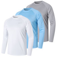 3 Pack Men S Long Sleeve UPF 50 Rash Guards Diving UV Protection เสื้อยืดน้ำหนักเบาหลวม Fit ว่ายน้ำ Quick Drying Surfing