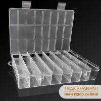 24 Grids Compartment Storage Box Transparent/Black Plastic Jewelry Earring Box Screw Sewing Case Practical Toolbox