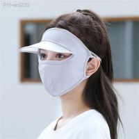 Summer Sunscreen Ice Silk Mask UV Protection Face Cover Sunscreen Veil Face With Brim Outdoor Cycling Sun Protection Hats Caps