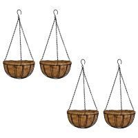 Hanging Basket for Plants Garden Flower Planter with Chain Plant Pot Home Balcony Decoration 4 Pcs-8 Inch