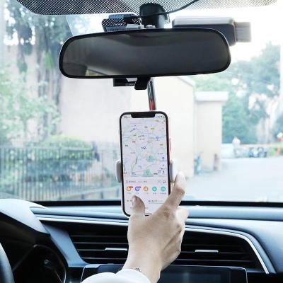 [COD] กระจกมองหลังในรถยนต์พนักพิงศีรษะศัพท์มือถือที่วางศัพท์มือถือ ขาตั้งทั่วไปสำหรับเครื่องนำทางถอยหลัง