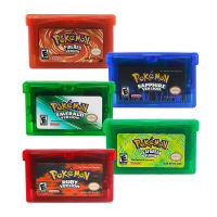 Pokemon GBA 32 บิตเกมคอนโซลการ์ดสำหรับ GBA Pokemon Emerald FireRed Leaf สีเขียวทับทิม Sapphire พร้อมเงาป้าย-fkldqyfiopgjf