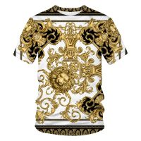 [ขายดีที่สุด] 2021ล่าสุด Baroque T เสื้อสำหรับผู้ชาย/ผู้หญิงฤดูร้อนขนาดใหญ่ T เสื้อ3d Lion Head Crown พิมพ์รอบคอแขนสั้น