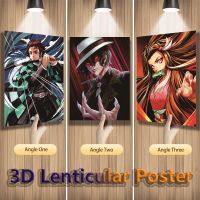 ❅❧◈ Tanjirou Kibutsuji Muzan Nezuko Anime Demon Slayer 3D Lenticular พิมพ์โปสเตอร์อะนิเมะ 3D Flip ภาพวาด Wall Art ของขวัญ