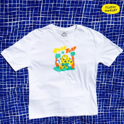 เสื้อยืดใหม่FLUFFY OMELET - SURF N TURF TEE - ONE SIZES-3XL  KJF2